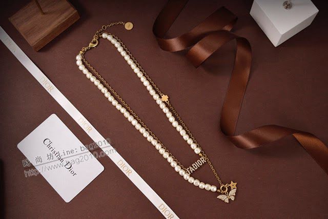 Dior飾品 迪奧經典熱銷款蝴蝶珍珠項鏈  zgd1178